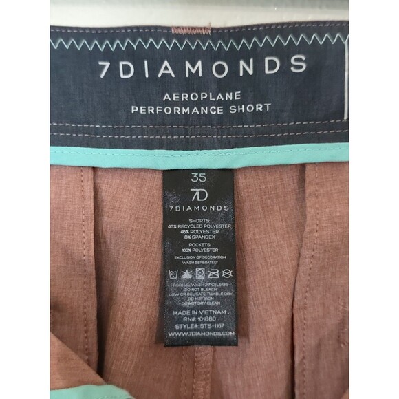 7 Diamonds Aeroplane Performance Shorts Mens Size 35 Red Heathered Board - Picture 10 of 10